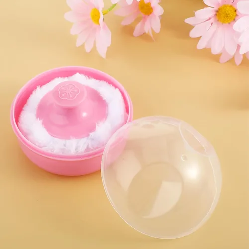 Miniatura 4 de WLLHYF Soplo cosmético para el cuerpo del bebé, cara grande y esponjosa, suave con estuche contenedor para bebé, niño, adulto, baño, viajes (rosa)