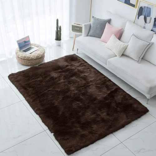 Miniatura 9 de Carvapet - Tapete suave de cuero sintético de oveja, lanudo y lujoso, grande (para decorar habitación), lado de la cama, dormitorio, sala de estar