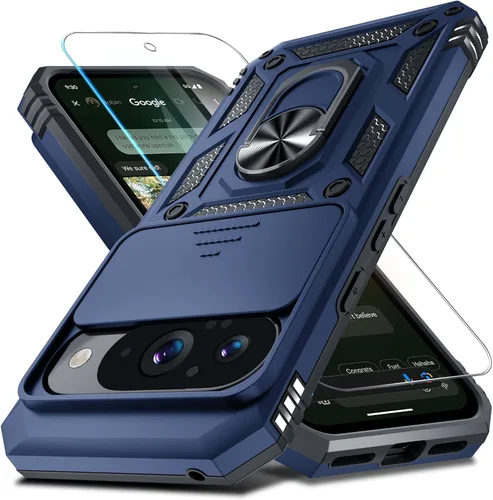 Miniatura 16 de Janmitta - Funda compatible con Google Pixel 9 Pro XL con cubierta deslizante para lente de cámara incorporada + protector de pantalla + soporte