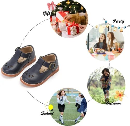 Miniatura 5 de Felix & Flora - Zapatos planos de vestir estilo Mary Jane para niña pequeña, zapatillas de ballet para niña, zapatos para fiestas y escuela