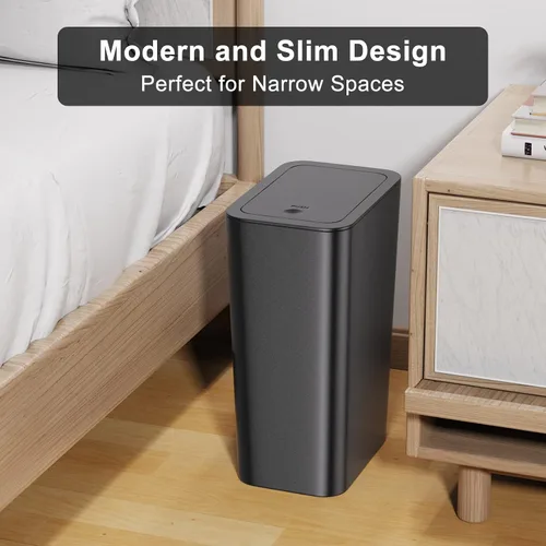 Miniatura 3 de N. NETDOT Paquete de 3 cubos de basura pequeños de 3 galones con tapa, cubo de basura para baño con tapa desplegable, cesta de basura para baño