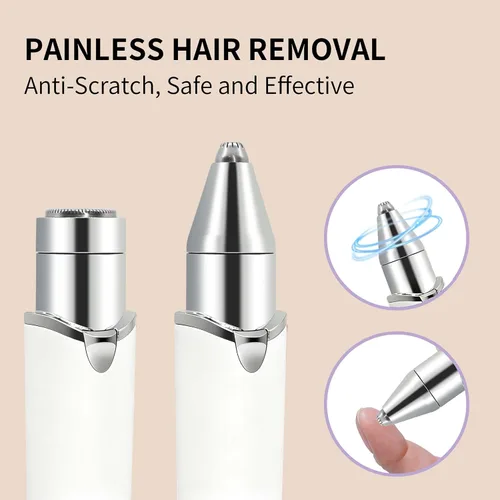 Miniatura 5 de 2-in-1 Women’s Facial Hair Trimmer, Lipstick Size Portable Electric Razor, for Eyebrows, Nose Hair, Upper Lip, Chin, Peach Fuzz