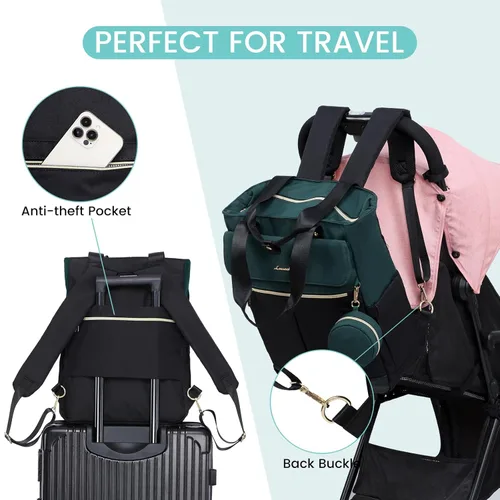 Miniatura 5 de LOVEVOOK Mochila para Pañales, Bolsa Tote para Pañales con Bolsillos Aislados, Bolsa de Bebé para Niñas y Niños con Cambiador, Bolsa Grande