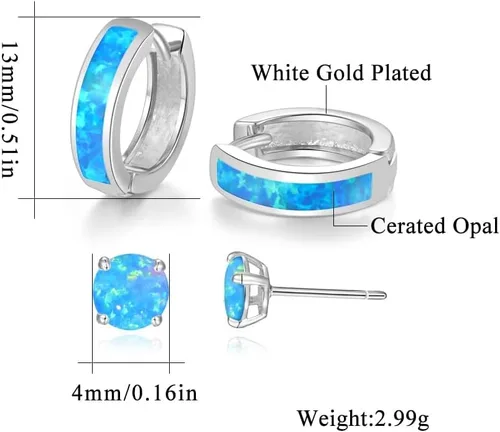 Miniatura 114 de CiNily Aretes Huggie de ópalo con bisagras, chapados en oro, hipoalergénicos, pequeños aretes de aro para mujeres, adolescentes, niñas, hombres