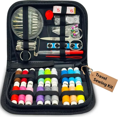 Miniatura 11 de Kit de costura para adultos con suministros y accesorios de costura, kit de costura a mano básico para pequeñas reparaciones, kit de costura