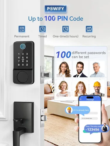 Miniatura 4 de Cerradura de Puerta de Entrada sin Llave con Manija, Conjunto de Cerradura Frontal Inteligente con Control por APP, Cerradura de Puerta con Teclado