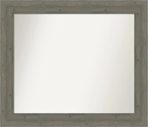 Miniatura 123 de Amanti Art Espejo de baño gris para sobre el fregadero, 27 x 27 pulgadas, espejo de tocador cuadrado gris, marco de madera rústica de campo medio