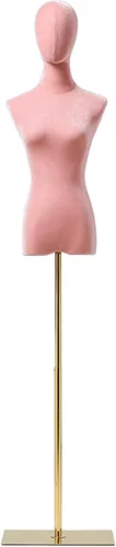 Miniatura 22 de Torso de maniquí de forma de vestido femenino, altura del cuerpo del maniquí de terciopelo ajustable, con brazo de madera maciza y base de metal