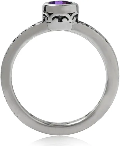 Miniatura 3 de Silvershake Anillo de filigrana apilable de plata de ley 925 con piedra natal auténtica, estilo eternidad