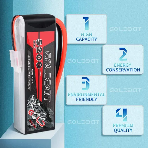 Miniatura 3 de GOLDBAT 5200mAh 60C 11.1V 3S Lipo RC Batería corta con conector T Softcase Pack para RC Car Truck Quadcopter Avión Helicóptero Barco