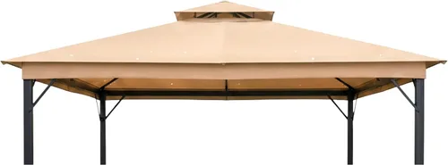 Miniatura 8 de Garden Winds Cubierta superior reforzada RipLock 350 de repuesto compatible con modelos de cenador Laurel Canyon de 10 x 10 pies HD-GAZ2137, Beige