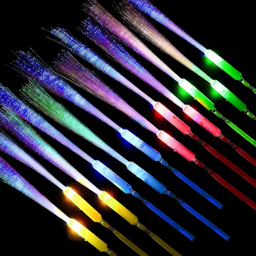 Zhanmai Varitas de fibra brillante mejoradas, 24 varitas de fibra óptica LED para concierto K-pop, varitas de fibra óptica LED intermitentes a Rosa