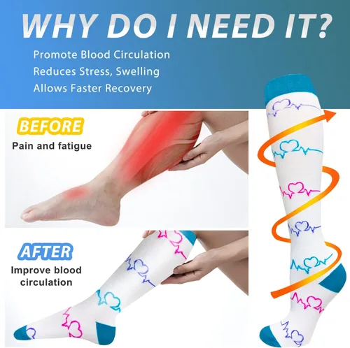 Miniatura 2 de Aoliks - Calcetines de compresión médica para mujer y hombre, calcetines de apoyo hasta la rodilla para correr, enfermeras, viajes
