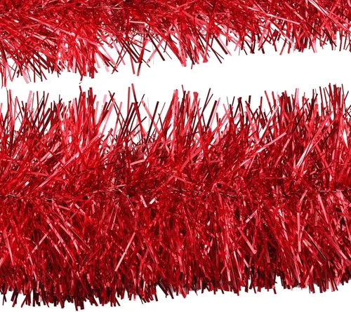 Miniatura 3 de Boao Guirnalda de oropel rojo de Navidad de 39.6 pies para decoración de árbol de árbol con purpurina metálica brillante, decoración colgante