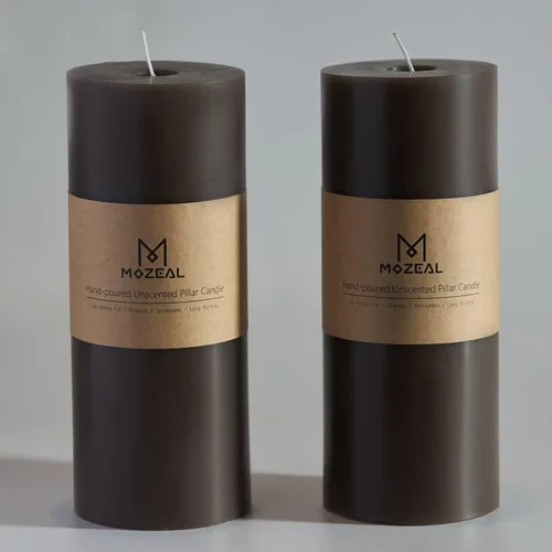 Miniatura 110 de MOZEAL Velas grandes sin perfume vertidas a mano de 3 x 8 pulgadas, sin humo, juego de 2, combustión lenta, sin goteo, aproximadamente 150 horas