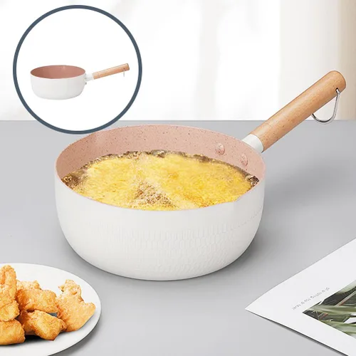Miniatura 9 de Hemoton Sartén antiadherente para leche de 1.5 L, práctica olla con mango de madera, versátil olla pequeña para sopas, salsas y leche caliente, olla