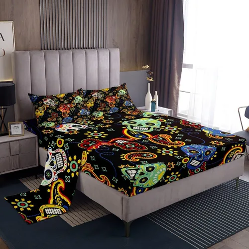 Miniatura 19 de Erosebridal Southwestern - Juego de sábanas y fundas de almohada, juego de sábanas azteca bohemio, diseño hippie de cachemira, tamaño individual