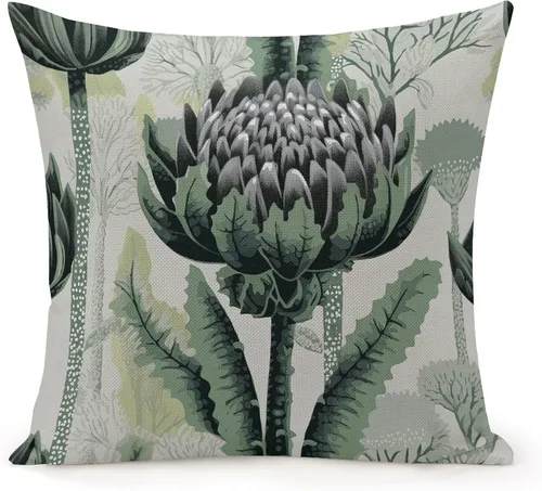 Miniatura 11 de Fundas de almohada chinoiserie verde turquesa floral y pájaro con cremallera de 16 x 16 pulgadas, fundas de almohada de lino para sofá, dormitorio