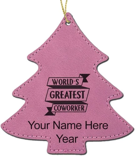 Miniatura 4 de LaserGram Personalized Christmas Ornament, World's Greatest Coworker, Faux Leather, Custom Laser Engraved Gift Idea (Tree Shape, Dark Brown)