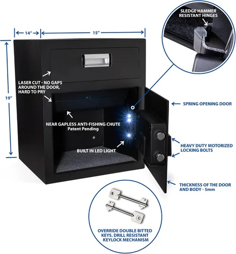 Miniatura 6 de Viking Security Safe - Paquete seguro de depósito de oficina grande y protección personal