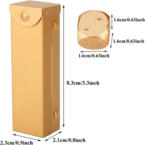 Miniatura 7 de Tiiyee Dados de aleación de aluminio, juego de 5 dados poliédricos de metal con estuche cuadrado, accesorio portátil de 6 caras, regalo