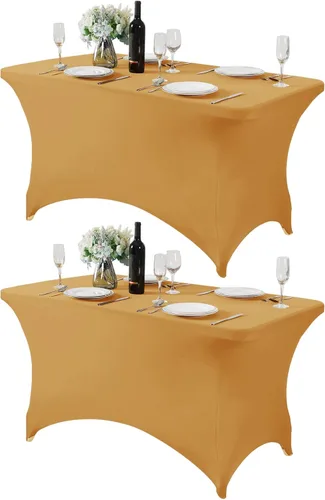 Miniatura 35 de Mantel de elastano para mesas de 4, 6 u 8 pies, mantel elástico universal ajustable para fiestas, banquetes, bodas y eventos - Verde manzana
