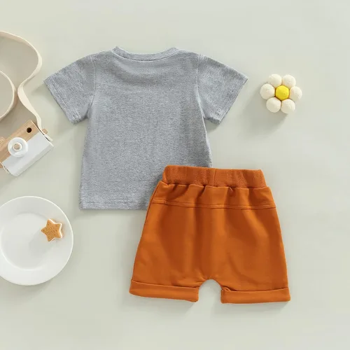 Miniatura 19 de Conjunto de ropa de verano para niños pequeños, 2 piezas, camiseta de manga corta con cintura elástica