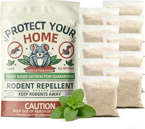 Bolsas repelentes de ratones, paquete de 10 unidades de aceite de menta, disuasorio para roedores y ratones, adecuadas para uso en interiores y