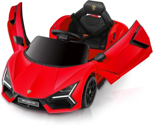 ELEMARA Coches eléctricos Lamborghini para niños con puertas de tijera, coche de batería con control remoto para niños, coche de paseo de 12 V para