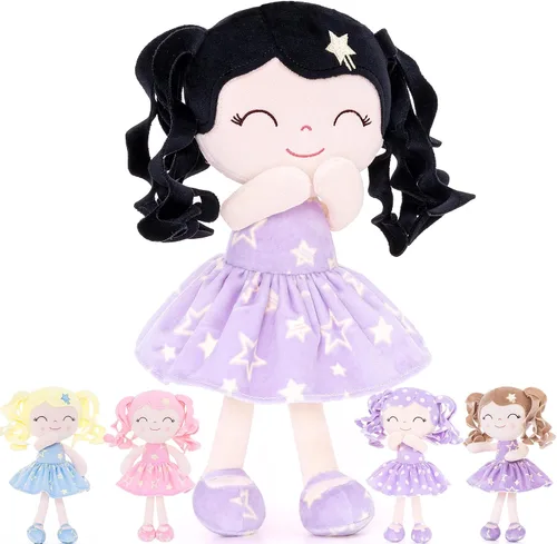 Miniatura 27 de Gloveleya Muñeca Baby Dolls Soft Rag Doll Baby Girl Regalos Curly Spring Girl - Naranja 9 pulgadas