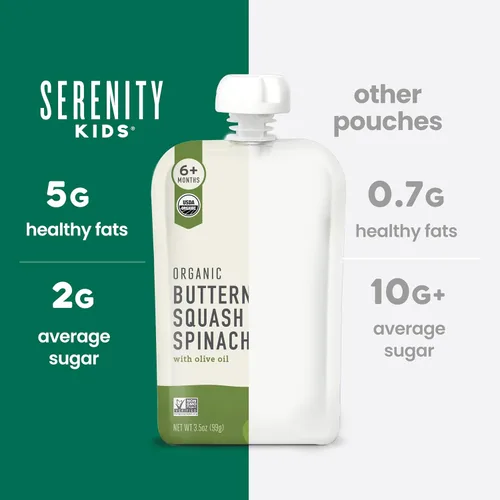 Miniatura 7 de Serenity Kids 6+ meses Puré de verduras orgánico USDA para bebés en bolsa Sin frutas azucaradas ni azúcar añadida Sin alérgenos Bolsa de 3.5