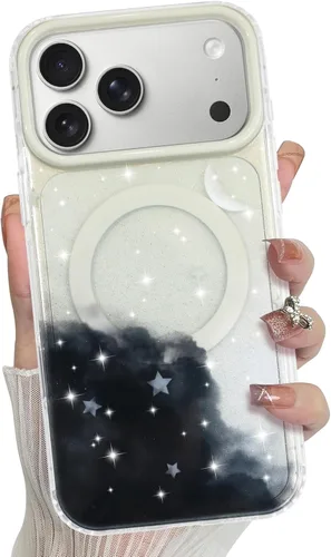 Miniatura 27 de Bonoma Funda magnética para iPhone 13 【Soporte para Magsafe】Protector de cámara de lujo de cristal fluorescente iridiscente con láser brillante + 2