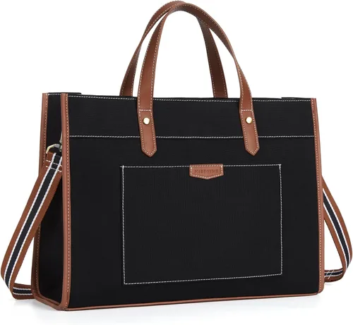 Missnine Bolsa de mano para laptop de 15.6 pulgadas, bolsa de hombro para laptop de lona, bolsas de trabajo, cartera de mano informal, maletín para
