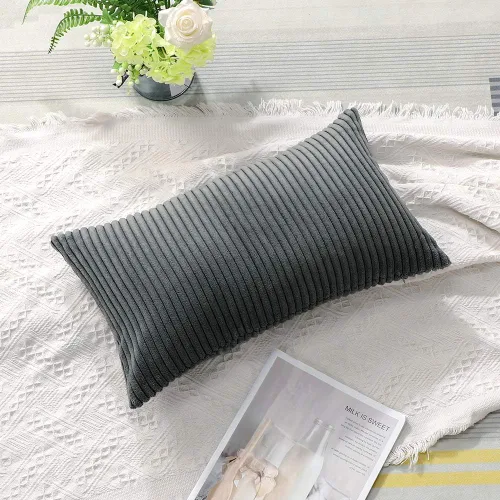 Miniatura 377 de Artscope Fundas de Almohada de Pana a Rayas Acogedoras Súper Suaves Decorativas Cuadradas Fundas de Cojín para Sofá Sillón Dormitorio Decoración