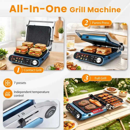 Miniatura 3 de Taylor Swoden Sandwichera Panini Press 10 en 1, parrilla eléctrica de interior de 1600 W con placas antiadherentes de doble cara, pantalla táctil