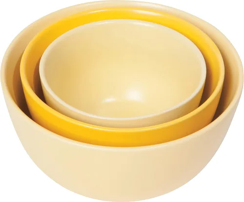 Now Desgns - Juego de 3 cuencos de preparación para anidar, color amarillo amanecer mate