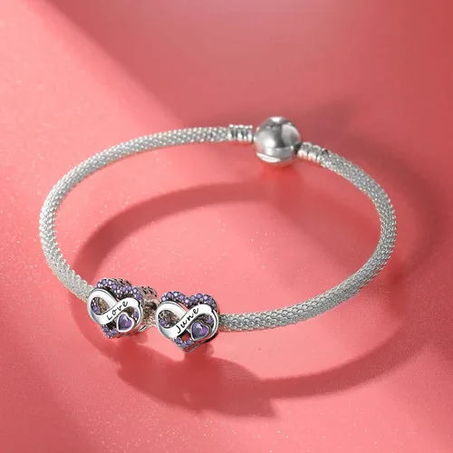 Miniatura 2 de Abalorio de piedra natal de noviembre de plata de ley 925 para pulsera, collar, día de la madre (junio), Plata esterlina