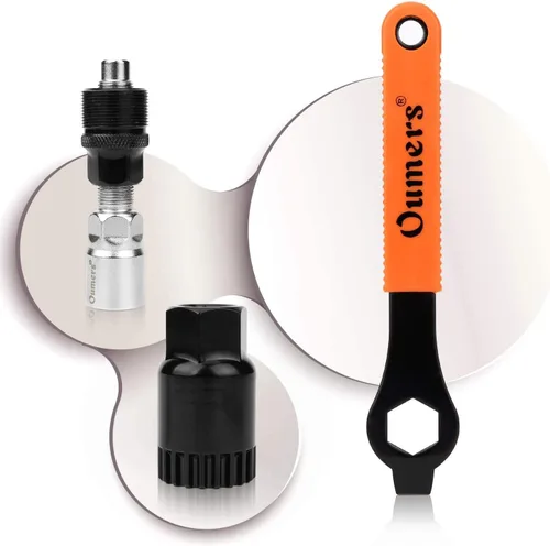 Miniatura 2 de Oumers Extractor de manivela de bicicleta y removedor de soporte inferior con llave de 0.630 in, herramienta de extracción de bicicletas, Naranja