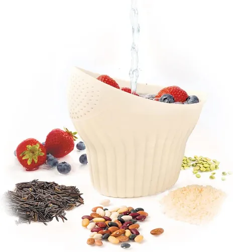 Miniatura 2 de Talisman Designs Enjuague y tensión 2 en 1 Capacidad para hasta 2 tazas Colador de alimentos Cesta de lavado de frutas Colador y colador