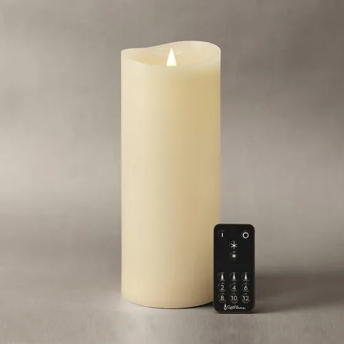 Miniatura 11 de Velas LED sin llama con control remoto, 3 x 5.1 pulgadas, llama móvil parpadeante 3D, velas que funcionan con pilas en carcasa de cera real para uso