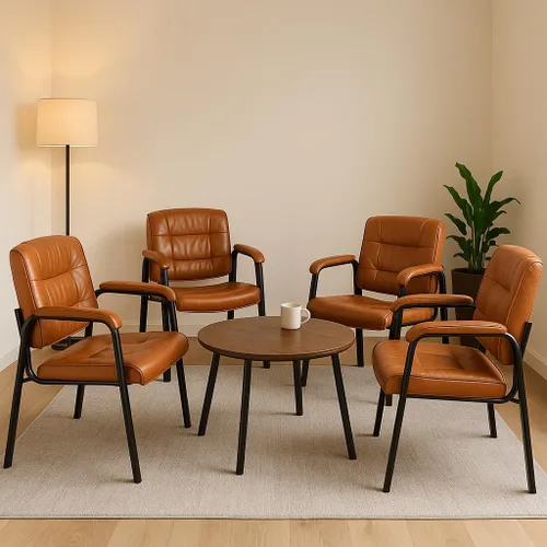 Miniatura 8 de Naomi Home Sillas apilables de piel sintética para invitados de oficina, sillas de recepción con reposabrazos para vestíbulo, clínica, sala