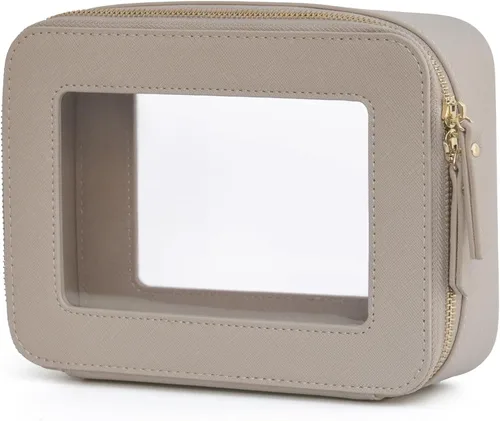 Miniatura 63 de Bolsa de maquillaje transparente Popvibe, estuche de cosméticos de viaje con cremallera, bolsa de aseo transparente con cremallera, organizador Malva