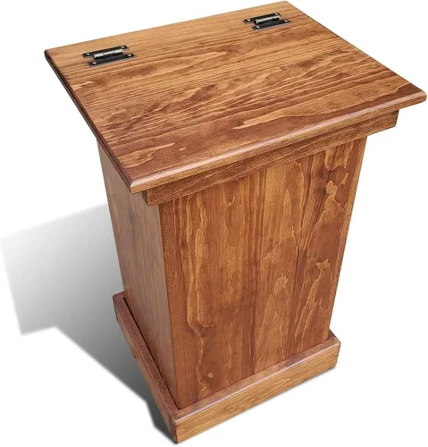 Miniatura 9 de Peaceful Classics Gabinete de Bote de Basura de Madera - Acabado Pewter, Capacidad de 36 Cuartos, Madera de Pino Artesanal Amish, Diseño de Tapa
