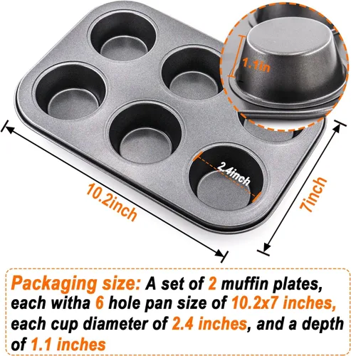 Miniatura 2 de 2 paquetes de molde redondo para magdalenas, molde de acero premium para hornear, molde para cupcakes y tartas de queso, molde para hornear con Negro