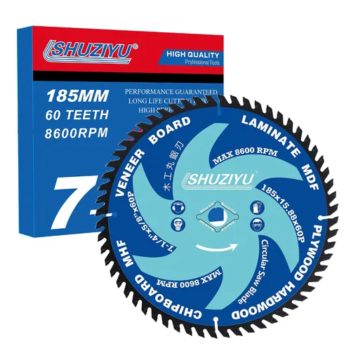Miniatura 13 de 7-1/4 "(185MM)-24T-40T-60T, paquete de 3 piezas, árbol 5/8 "-diamante, Costa lisa. hoja de sierra circular, marco y rasgado, para laminado, tablero