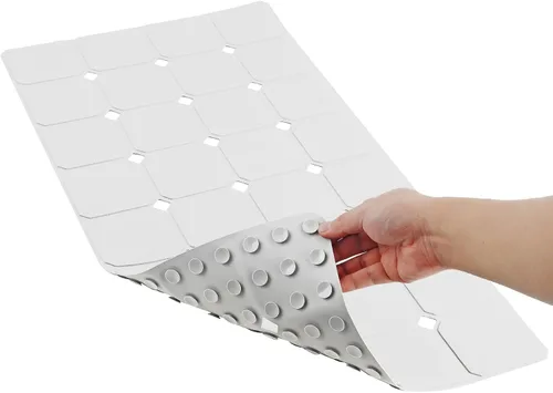 Miniatura 10 de Tapete de bañera antideslizante de silicona plegable de 15 x 28 pulgadas con ventosas fuertes y grandes agujeros de drenaje, duradero y ecológico