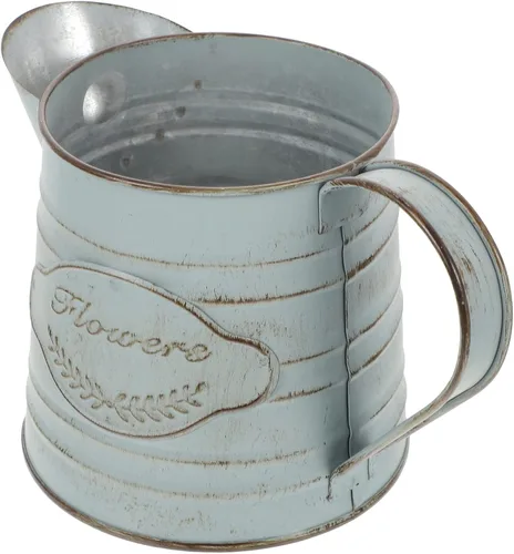 Zerodeko Jarrón de flores de metal rústico con diseño de estilo vintage, estilo rústico y elegante, estilo vintage, color blanco, jarra de leche