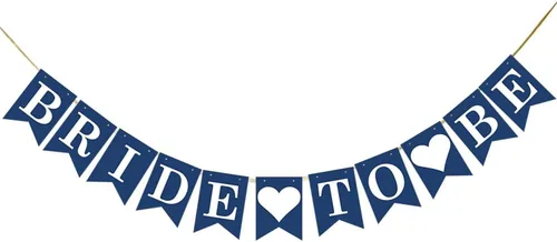 KUNGOON Cartel de la novia en azul marino y blanco, divertidas decoraciones de despedida de soltera para despedida de soltera y despedida de soltera.