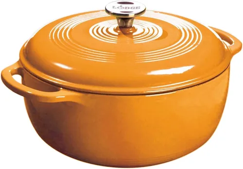 Lodge - Horno holandés de hierro fundido esmaltado, 7.5 cuartos de galón, albaricoque