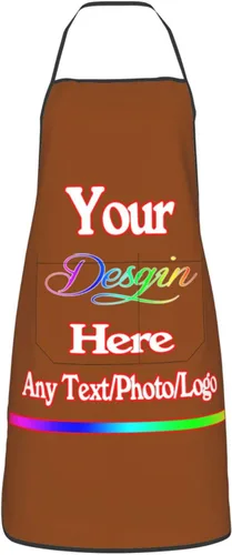 Miniatura 30 de Delantal de diseño personalizado para mujeres y hombres con bolsillos, delantal de cocina personalizado, diseño de logotipo de texto